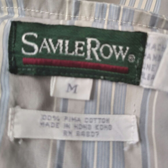 Savile Row Collarless Long Sleeve Shirt/Sleepshirt  Pima Cotton Blue Mens Medium - Picture 3 of 3